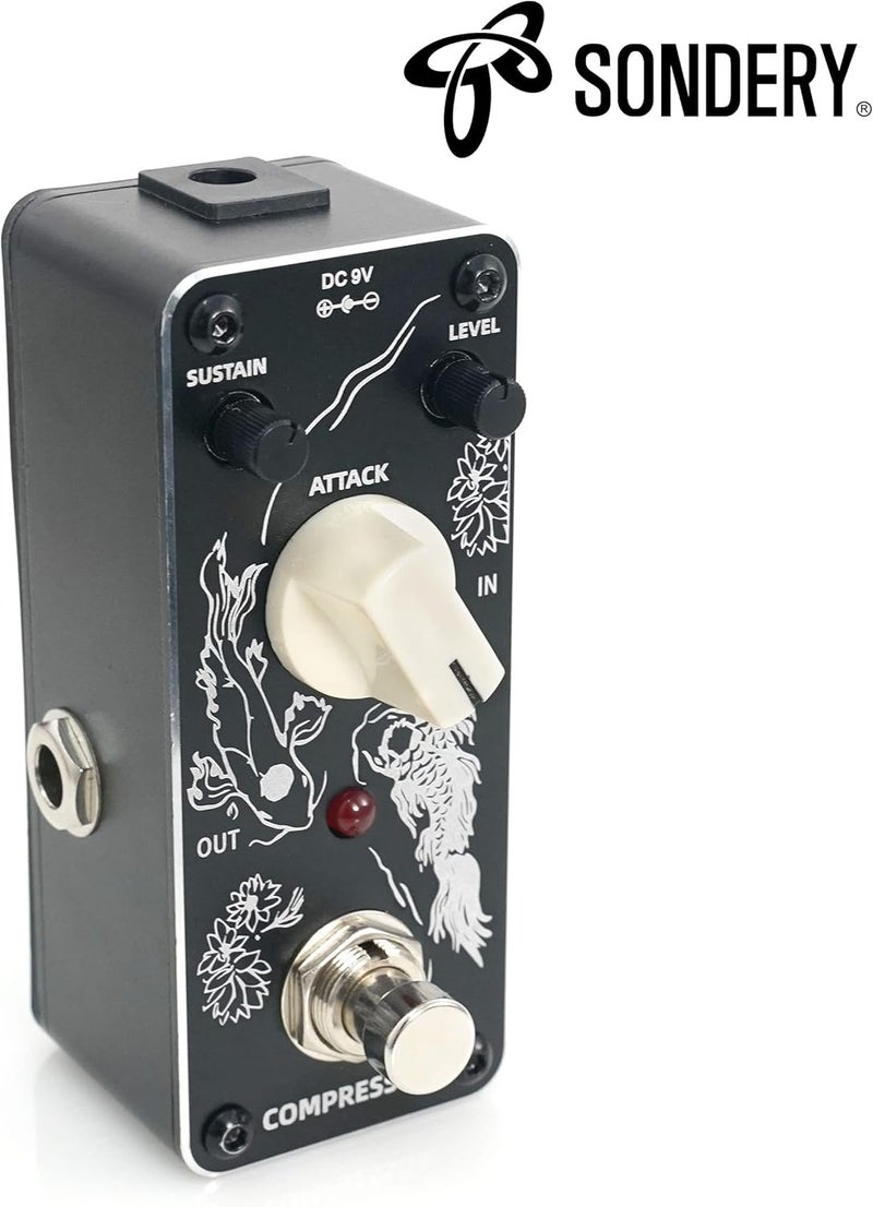 Sondery Compressor Pedal for Electric Guitar and Bass, Mini Compression Pedal True Bypass, Controls by Sustain Level and Attach, Art Design Series - Image 3
